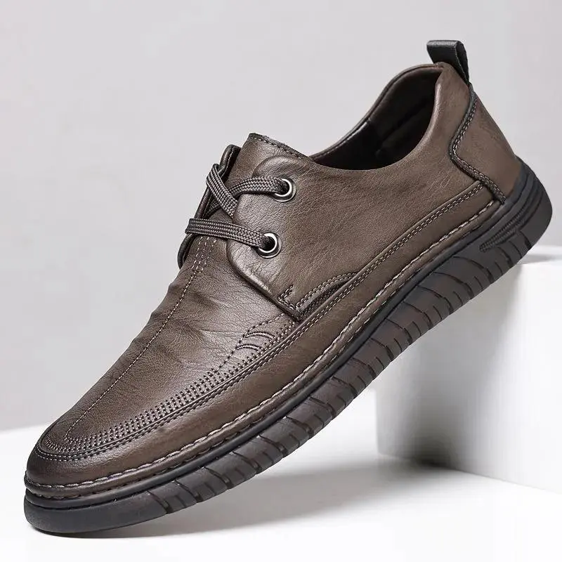 Sepatu kulit pria baru Sepatu kulit sapi kulit sapi lembut Sepatu kulit sapi kulit sapi bisnis kasual sepatu kacang kedelai kasual sepatu pria kasual sepatu pria bagian bawah lembut sepatu pria bagian bawah lembut malas tidak licin Shoes Pantofel 0