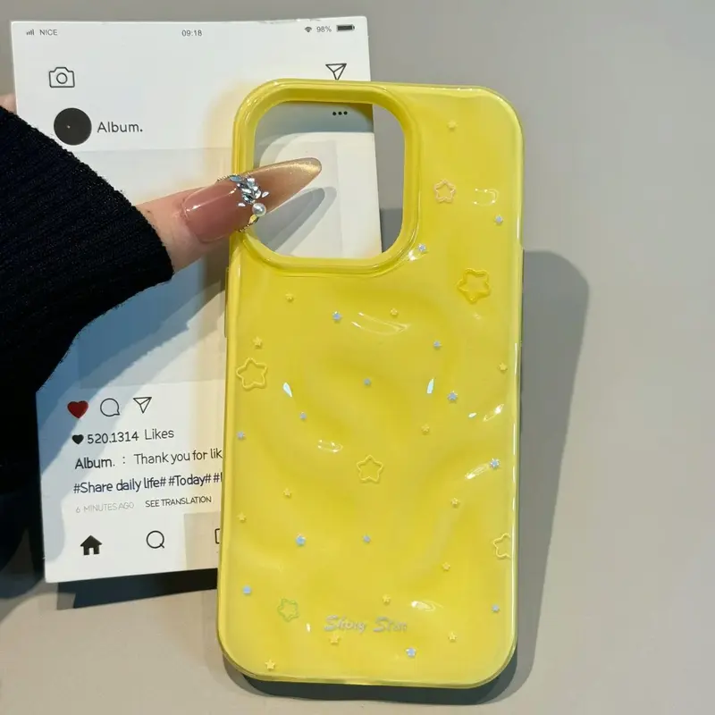 Ốp Điện Thoại Cho iPhone, Thiết Kế Đơn Giản Và Cá Nhân Hóa, Thời Trang, Sang Trọng, Chống Sốc, Ốp Mềm Di Động, Ốp Ins Mặt Ngược, Thích Hợp Cho iPhone 11 / 12 / 13 / 14Plus / 15 Pro Max, Với Cảm Giác Ngôi Sao Sang Trọng 2