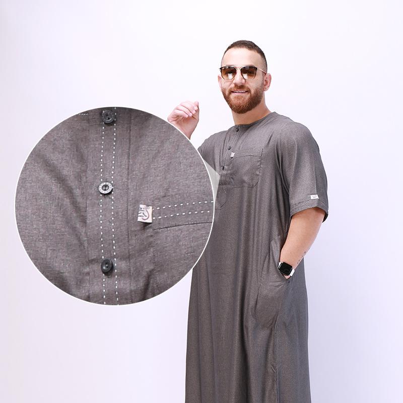Product Introduction of Áo Choàng Dân Tộc Ả Rập, Dành Cho Nam Giới, Tay Áo Dài Và Ngắn, Váy Hồi Giáo Trung Đông, Phong Cách Châu Âu Và Mỹ Thoải Mái, Ngoại Cỡ, Giảm Giá Bán Chạy 2