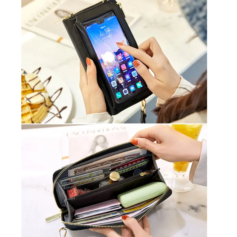 [ AVAMA T8 ] TÚI VÍ CẢM ỨNG MẶT TRƯỚC TIỆN LỢI, Túi ví cầm tay, Túi ví đeo chéo, Túi xách nhiều ngăn đằng sau để đồ cá nhân, túi ví cầm tay đeo chéo chống thấm nước sử dụng khi trời mưa gió dành cho tất cả lứa tuổi 7