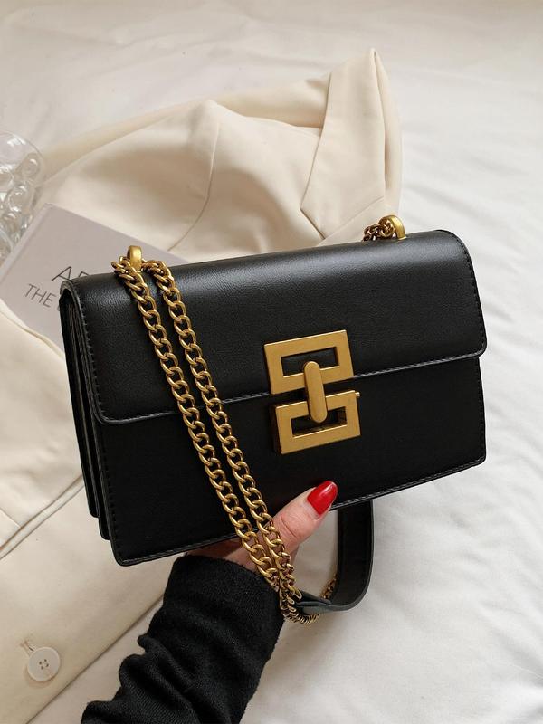 Fashion Chain Strap Quilted Pu Leather Square Bag, Simple Plain Rhombus Embossed Crossbody Bag, with Adjustable Shoulder Strap, Daily Commuting Shoulder Bag for Women, Girlfriend Gifts 4