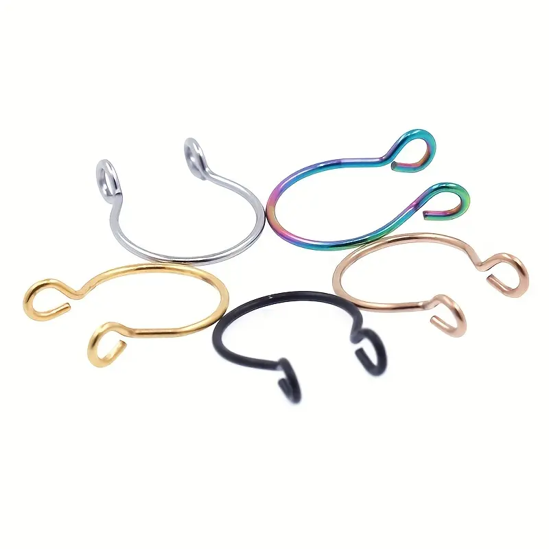 1pc U Shaped Fake Nose Septum Ring No Piercing Lip Rings Clip Hoop Earring Stainless Steel Horseshoe Circular Body Jewelry 3