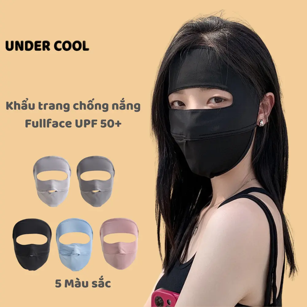 Khẩu Trang Vải Chống Nắng Toàn Mặt UNDERCOOL Thoáng Khí Ngăn Tia UV full face KT02