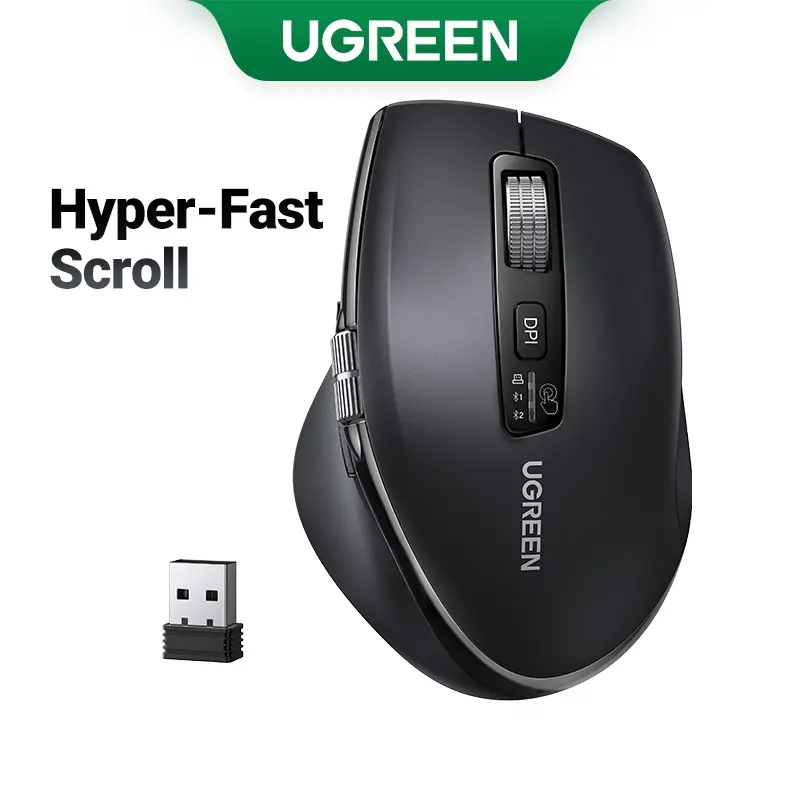 UGREEN Hyper-Fast Scroll Wireless Mouse Bluetooth 5.4 2.4G Ergonomic 5000DPI for MacBook Tablet Laptops Computer PC Mice