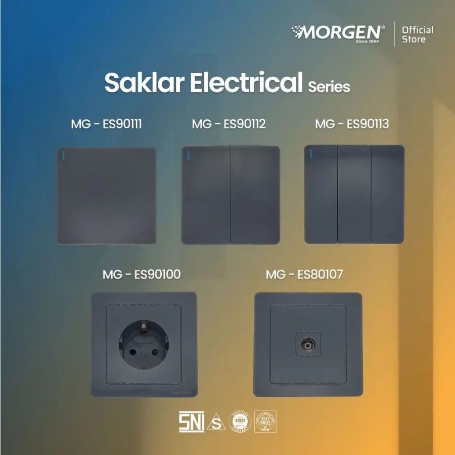Morgen Stop Kontak Saklar SE Series New MG ES90100/ES90111/ES90112/ES90113 New Model Warna Putih Abu Hitam