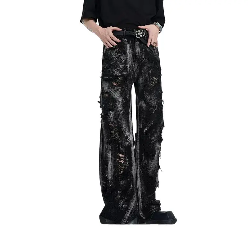Bộ Đồ Denim Chở Hàng Phong Cách Trung Quốc Mới, Dễ Phối Đồ Và Đẹp Trai, Trọn Bộ, Phổ Biến Vào Mùa Xuân Và Mùa Thu, Áo Khoác Đường Phố Cao Cấp Quần Jean, Dành Cho Nam Giới, Tỷ Lệ Mua Lại 44% Menswear Pants Baggy Có Túi 4
