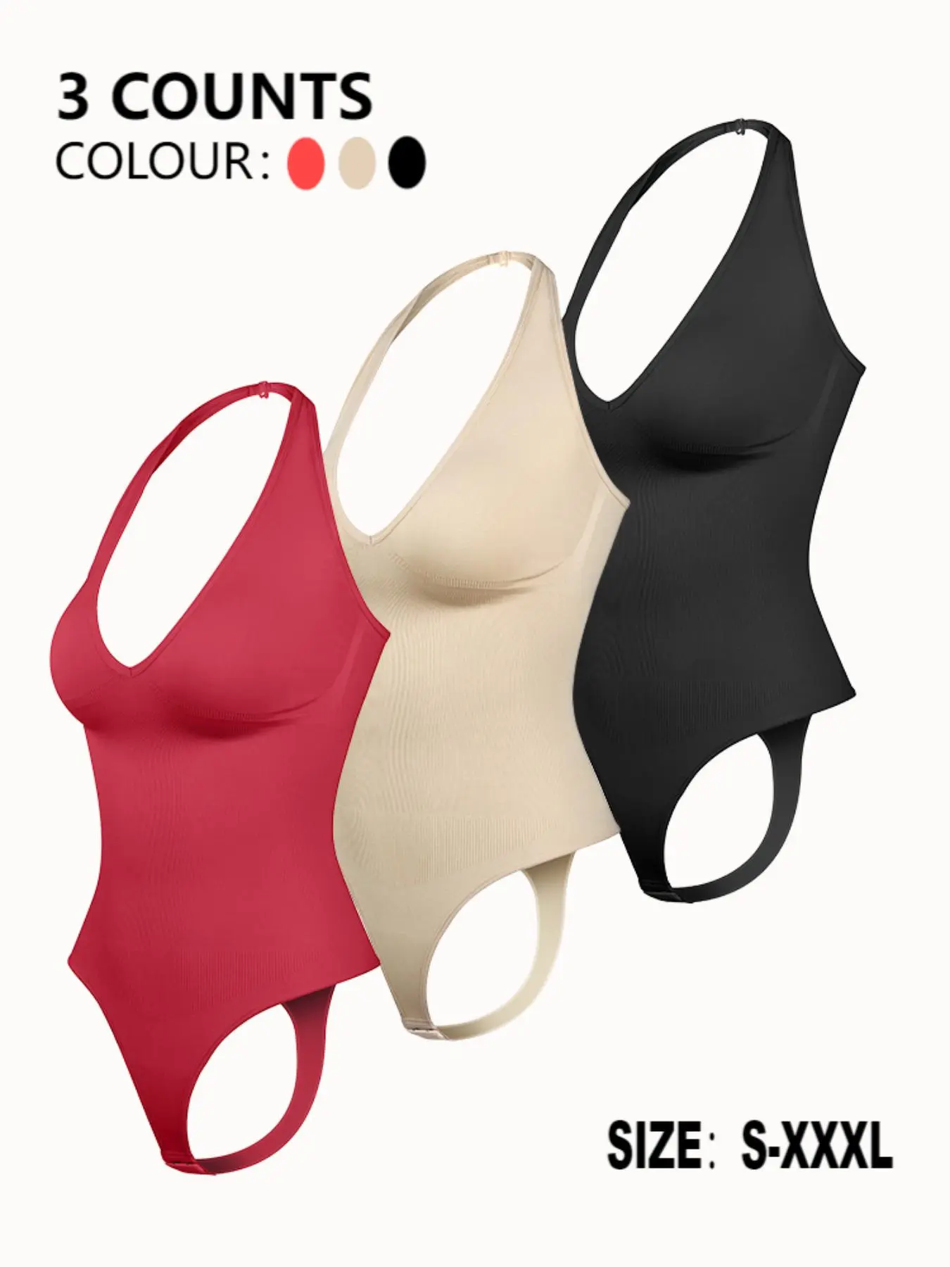Women's Solid Color Shapewear Bodysuit, Adjustable Strap Tummy Control Shaper, Women's Waistband Shaping Bodysuit for Daily Wear