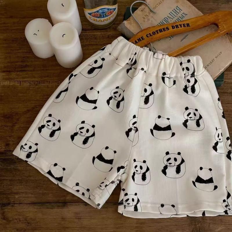 Product Introduction of Bộ đồ dành cho trẻ em Mùa hè 2024 Chàng trai và cô gái mới Áo thun ngắn tay Gấu trúc Bé mùa hè Giản dị Quần đùi in hoa đầy đủ Thời trang 5