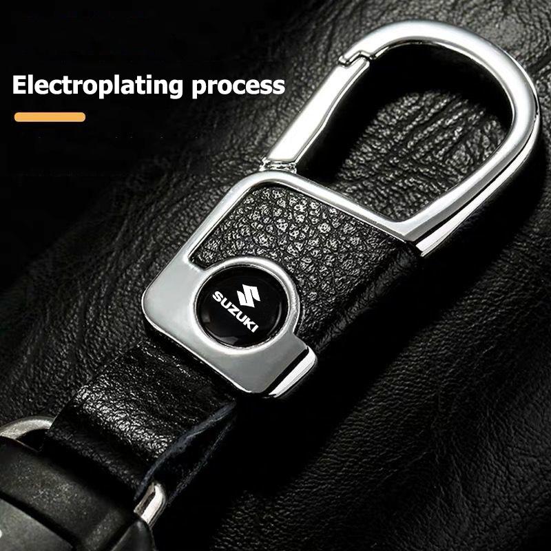 High-quality cowhide leather keychain Metal key holder ring for ...