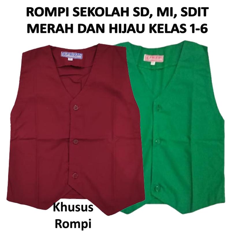 Baju Rompi Sekolah SD-MI-SDIT Warna Merah dan Hijau Kelas 1-6 2