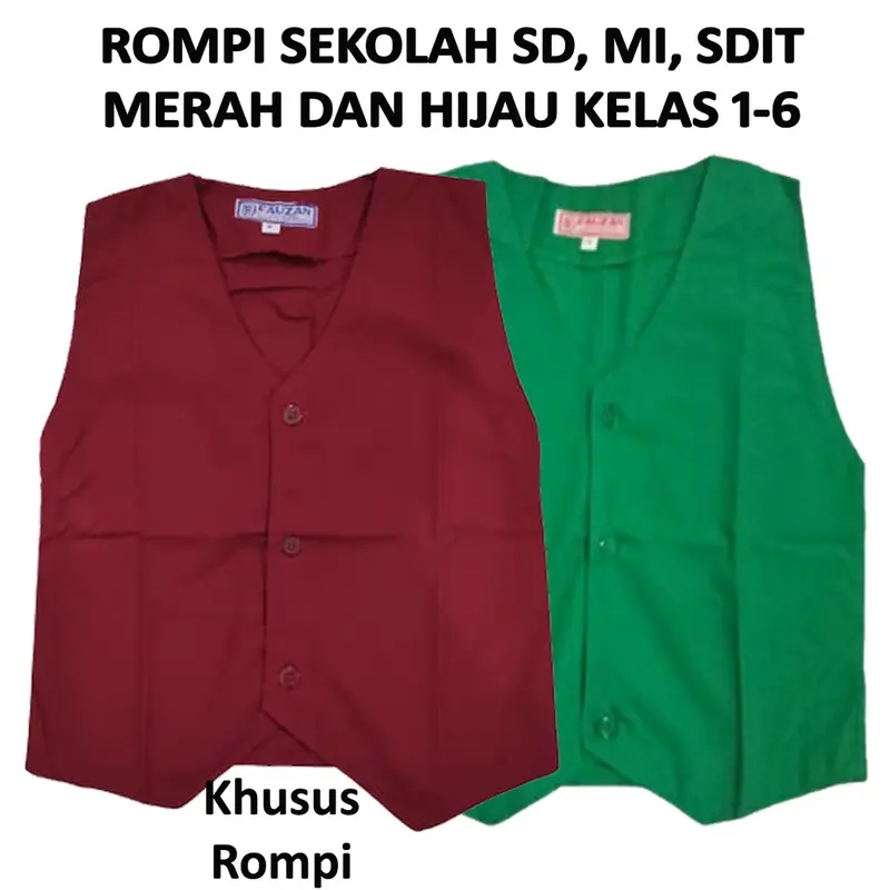 Baju Rompi Sekolah SD-MI-SDIT Warna Merah dan Hijau Kelas 1-6 2