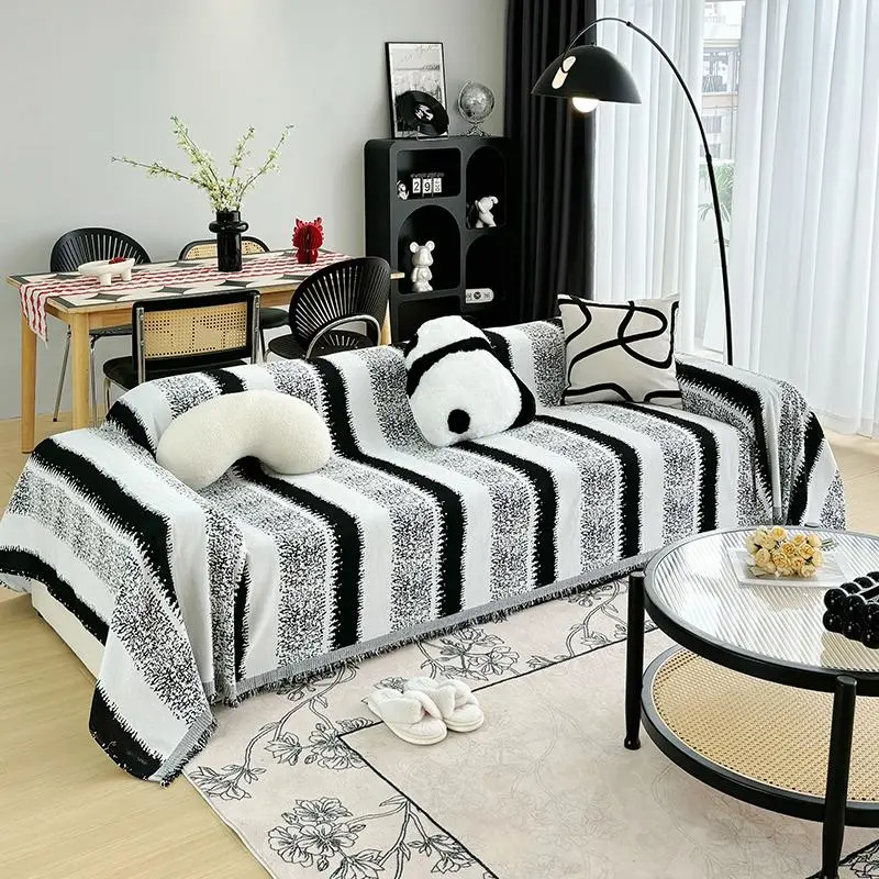 Striped Pattern Sofa Cover, 1 Count Non-slip Sofa Slipcover, Sofa Couch Protector for Home Living Room Bedroom Office