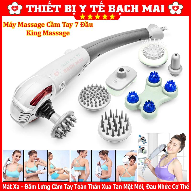 Máy Massage Cầm Tay 7 Đầu Nhật Bản, Gậy Đấm Lưng, Máy Mát Xa Giảm Đau - Bảo Hành 12 Tháng