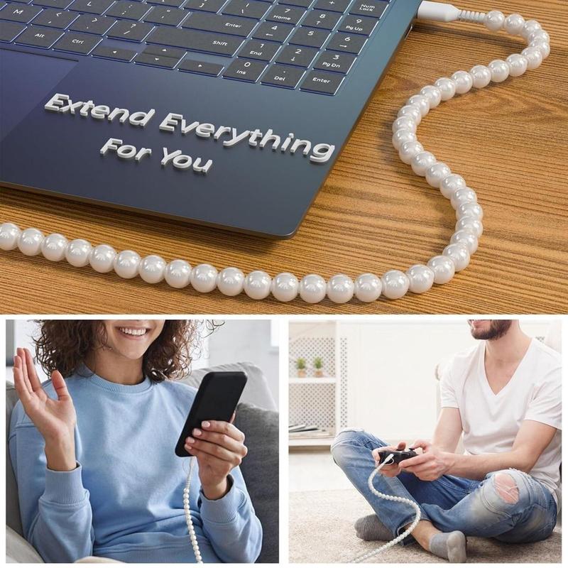 Creative Beaded 2-in-1 Data Cable, Portable Fast Charging Cable, Multifunctional Portable Fast Charging Cable for iPhone Android, Electronic 6