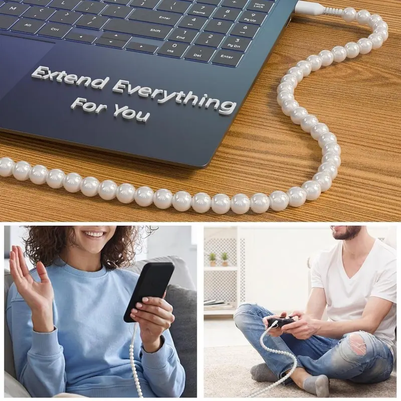 Creative Beaded 2-in-1 Data Cable, Portable Fast Charging Cable, Multifunctional Portable Fast Charging Cable for iPhone Android, Electronic 6