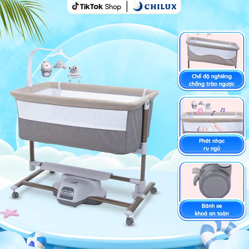 Nôi điện đa năng cho bé Chilux S11 - Điều khiển từ xa nhiều chế độ dễ dàng ghép đôi với giường