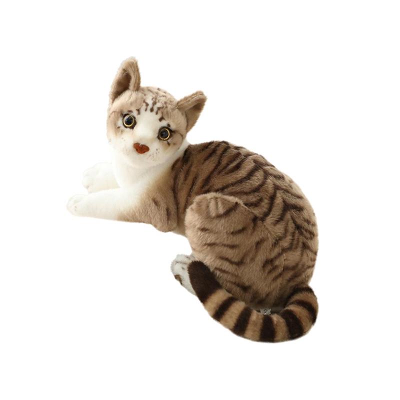 Product Introduction of Simulation Cat Plush Toy Simulation Cat Realistic Short Plush Doll Doll Cat F8F6 12