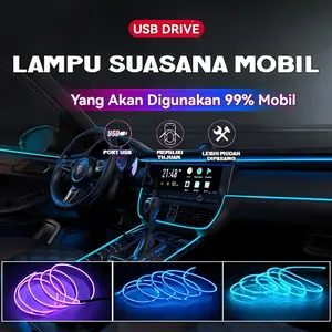 5m Lampu Strip Neon Led Fleksibel Panjang usb Untuk Dekorasi Interior Mobil Laptop Mobil Suasana Interior Lampu 12V