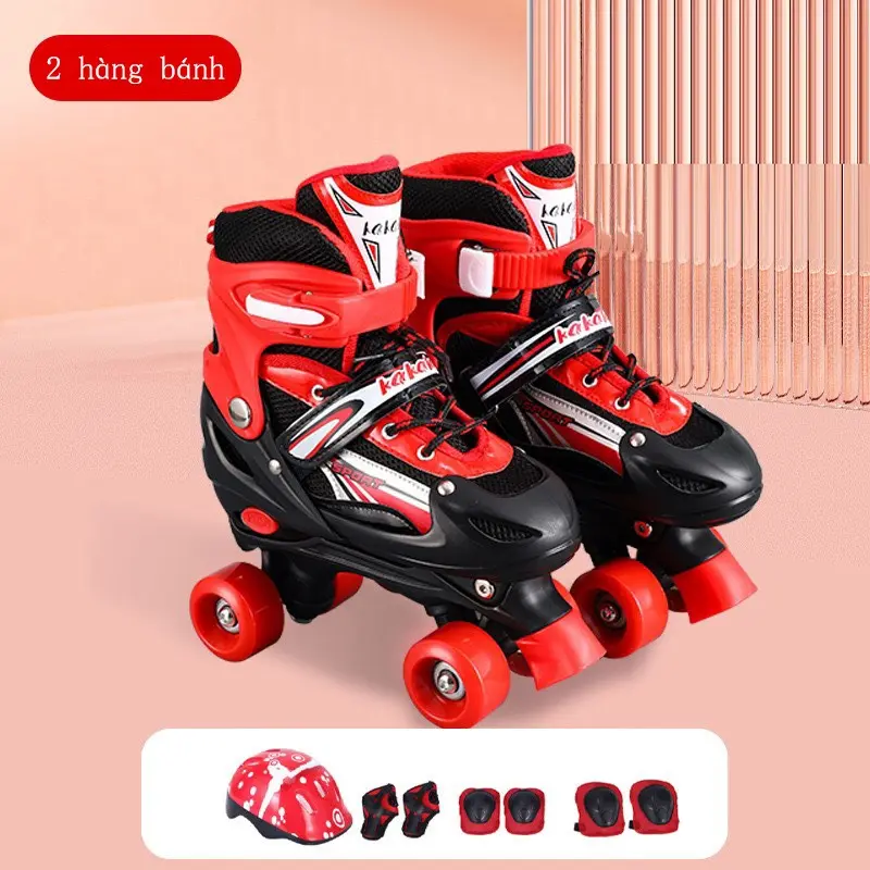Giày trượt patin trẻ em một hàng bốn bánh, hai hàng bốn bánh, có thể điều chỉ kích thước 6