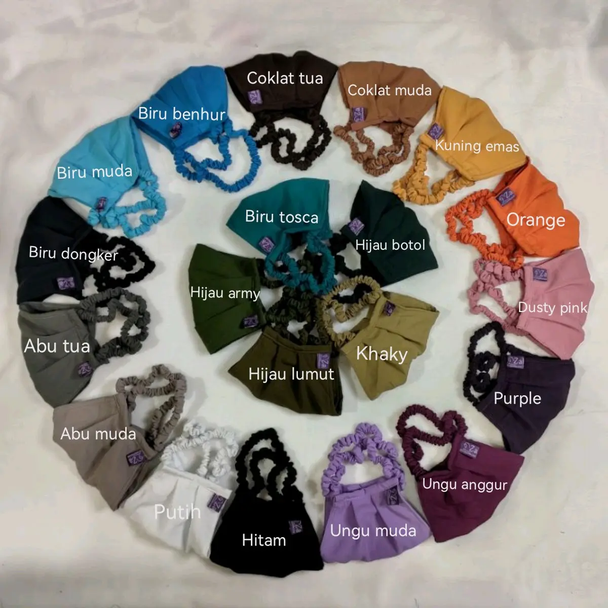 ( GET 3 PCS MASKER ) Masker Kain Hijab || Masker Kain Double Layer by Zahiraa || 20 Warna super cantik Kain Kain