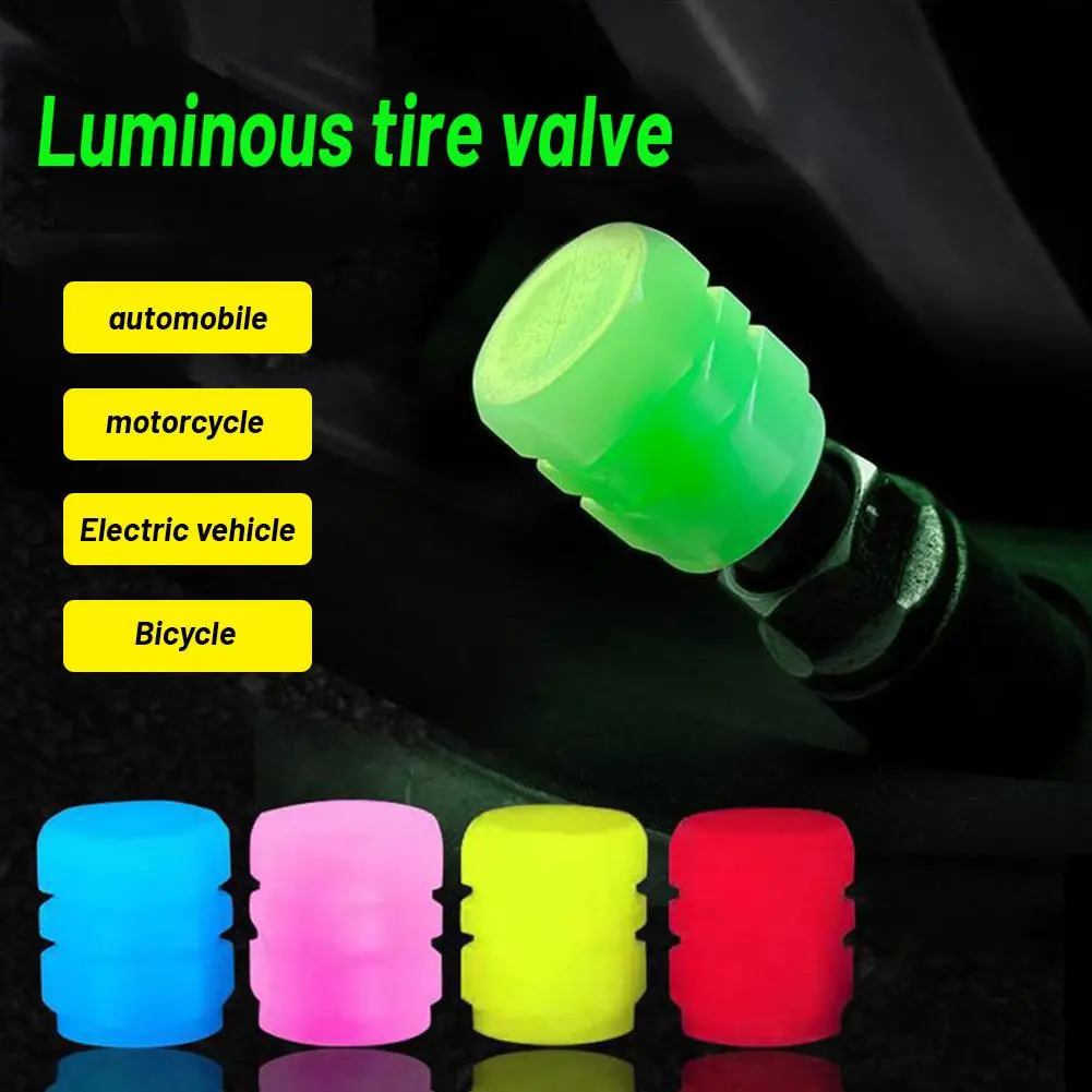 8pcs Bicycle Tire Glow-in-the-Dark Valve Cap Motorcycle Glow-in-the-Dark Valve Core
