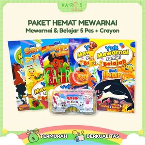 Paket Hemat 5 Buku Belajar Mewarnai Anak & Crayon 12 Warna Lengkap Books