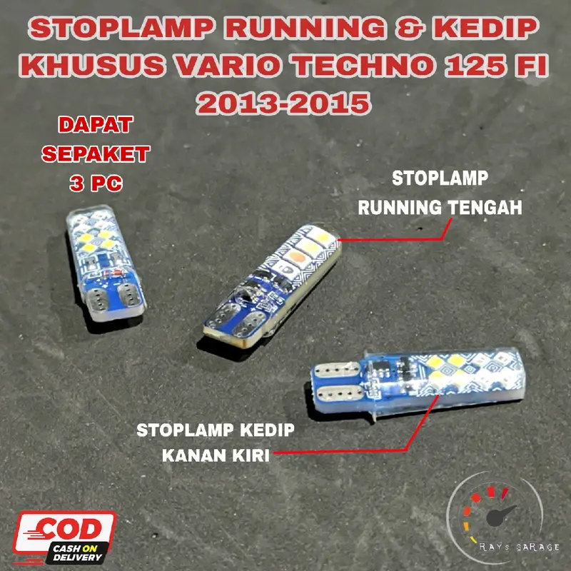 L3D STOPLAMP VARIO T3CHNO 125 FI 2013 SAMPAI 2015 RUNNING KEDIP Motor Karet Lampu Motorcycle 5