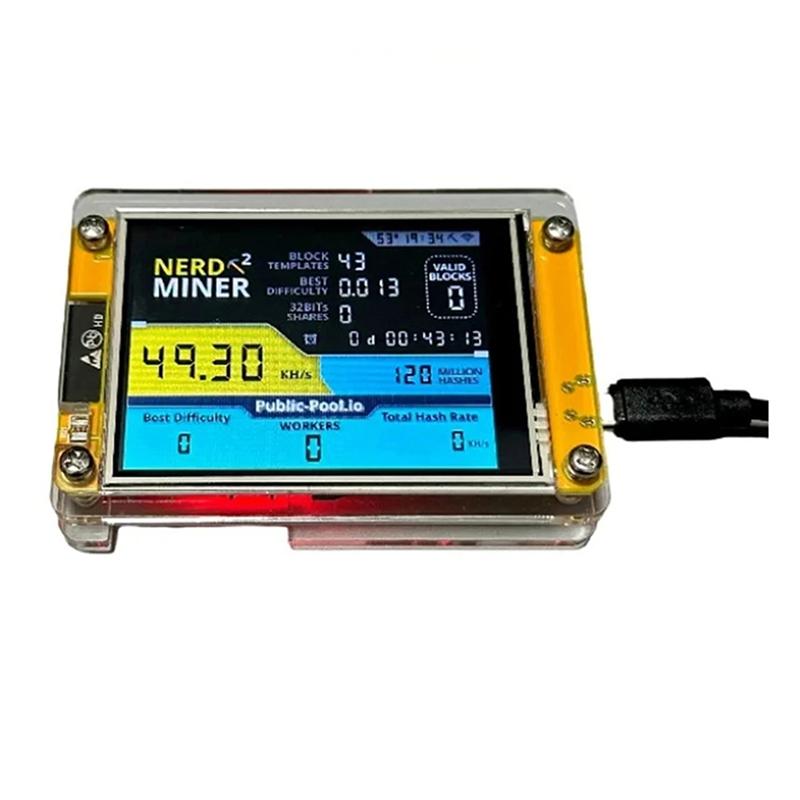 Nerdminer V3, Mới 100%, Kích Thước 2,8 Inch, Máy Khai Thác BTC Solo, Máy Khai…