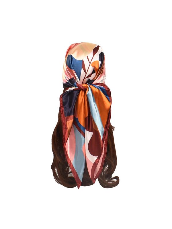 Women's Elegant All Over Floral Print Square Scarf, Fashionable Colorful Bandana For Daily Wear, Versatile Scarf For Women, Girlfriend Gifts 4