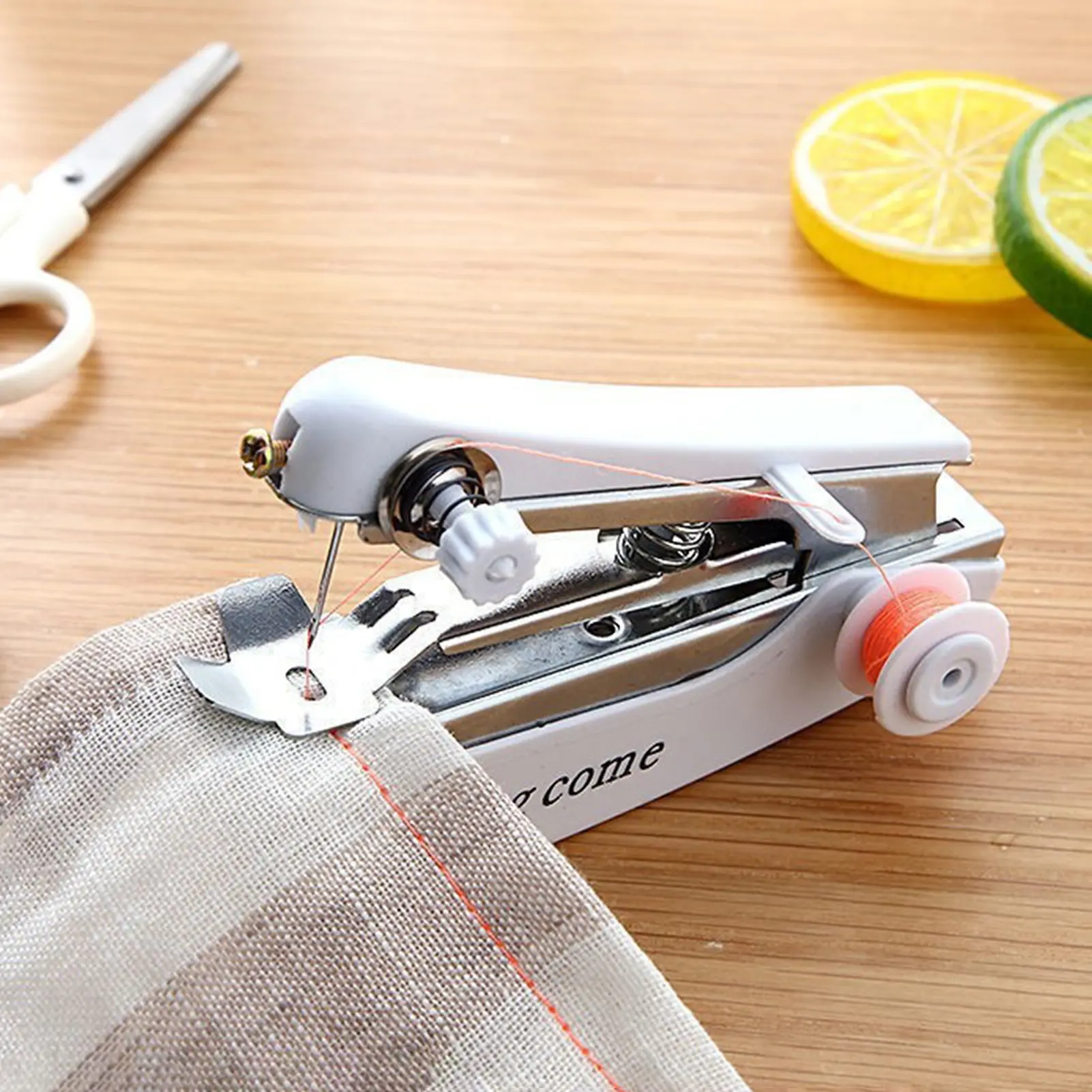 [CU] Small Sewing Machine Quick Suture Easy to Use Portable Compact Simple Operation Sew Tool ABS Mini Manual Sewing Machine for Beginner