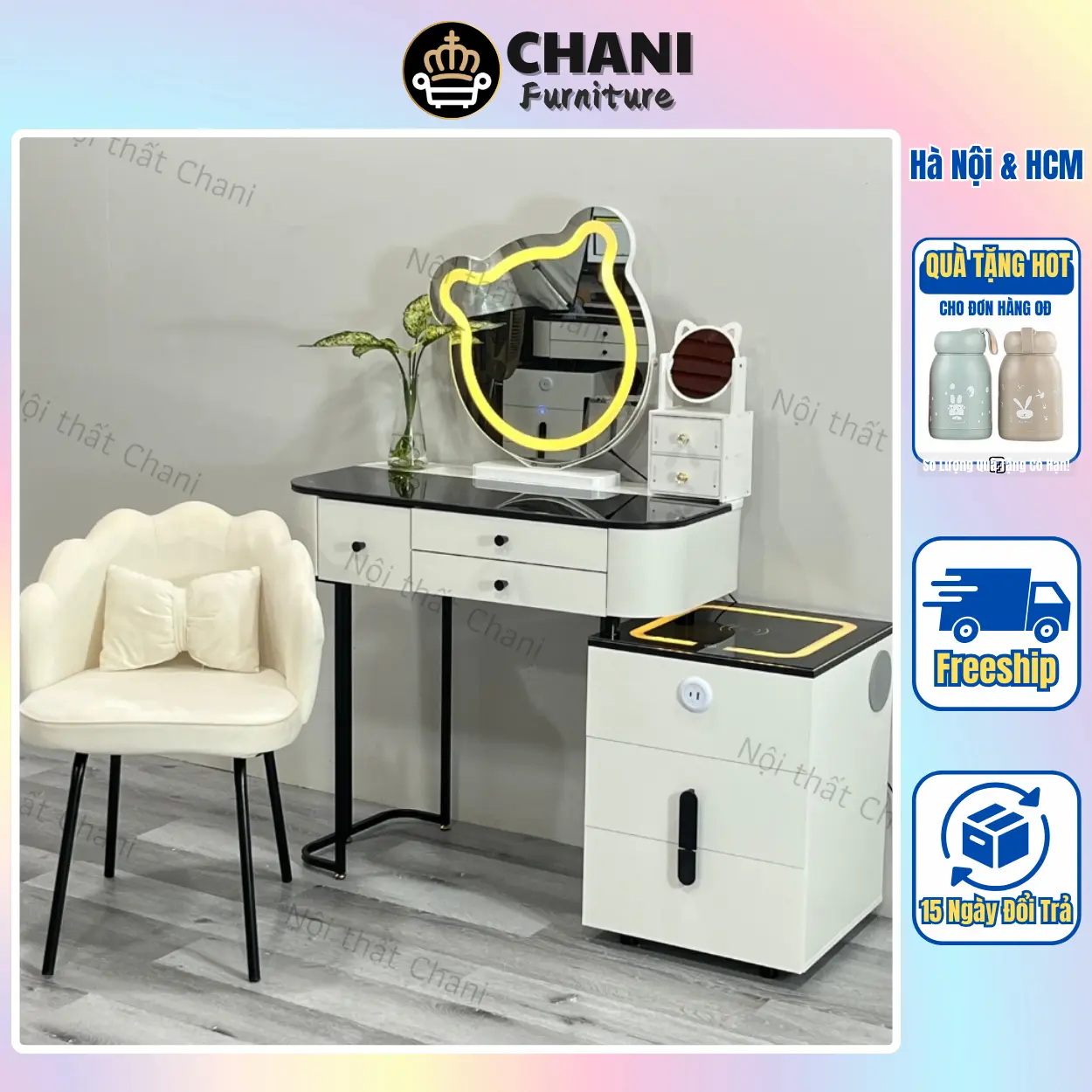 Bàn trang điểm thông minh có loa bluetooth và sạc không dây cao cấp hiện đại- TN26 bànphấn nh khẩu p ậ