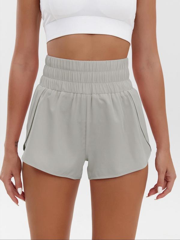 Women's Basic Plain Wrap High Waist Shorts, Summer Clothes Women, Lady Casual Comfort Elastic Waist Track Shorts for Gym Workout Running, Lady's Bottoms, Micro Shorts, Going Out Bottoms, Activewear, Athletic Shorts 1