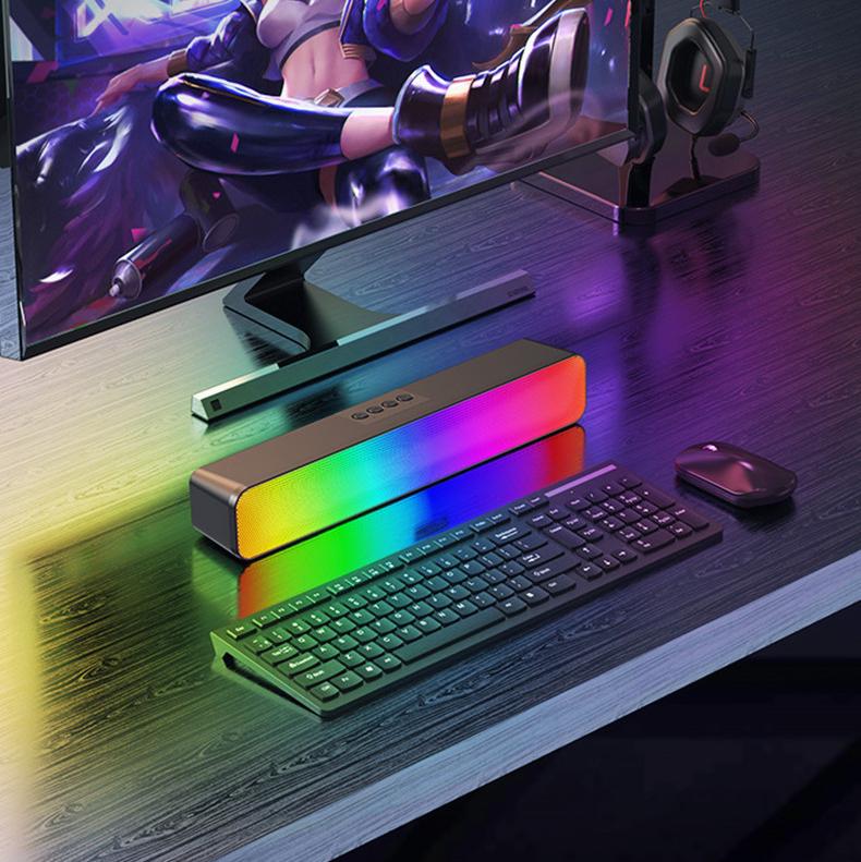 Loa Bluetooth Không Dây Soundbar RGB Âm Thanh Vòm 3D Phiên Bản Đặc Biệt Dùng Cho Máy Tính Vi Tính, Có Đèn LED.