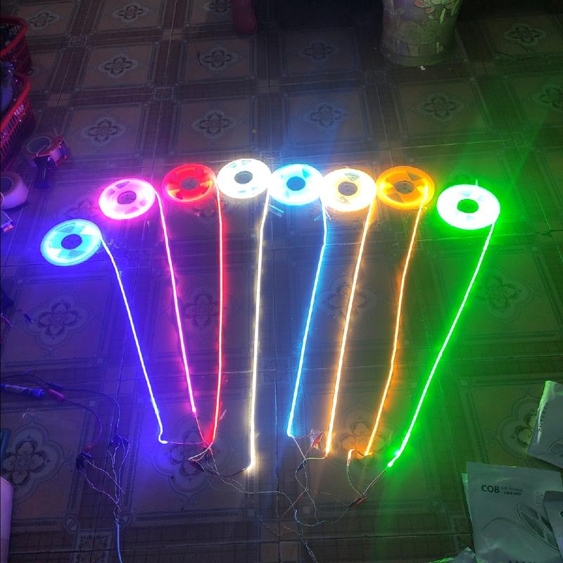 Led COB điện 12v, 24v  quận siêu dẻo, trang trí ô tô, mào chân kính xe khách có sẵn keo dán Phụ Tùng Đèn