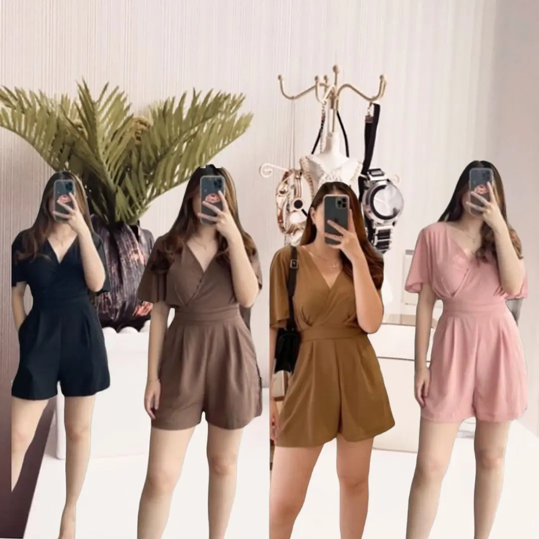 jumpsuit vinack celana pendek paling kece bahan crinkle airflow premium Polos Wanita Dewasa