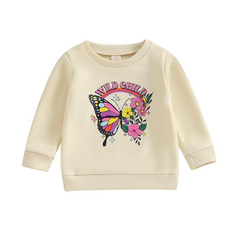 Product Introduction of Toddler Girls Boys Sweatshirts Baby Clothes Letter Butterfly Print Crew Neck Long Sleeve Infant Pullovers Fall Tops 38