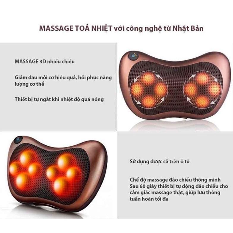 Product Introduction of Gối massage cổ vai gáy hồng ngoại 8 bi xoay 2 chiều, đảo chiều cao cấp công nghệ Nhật Bản 1