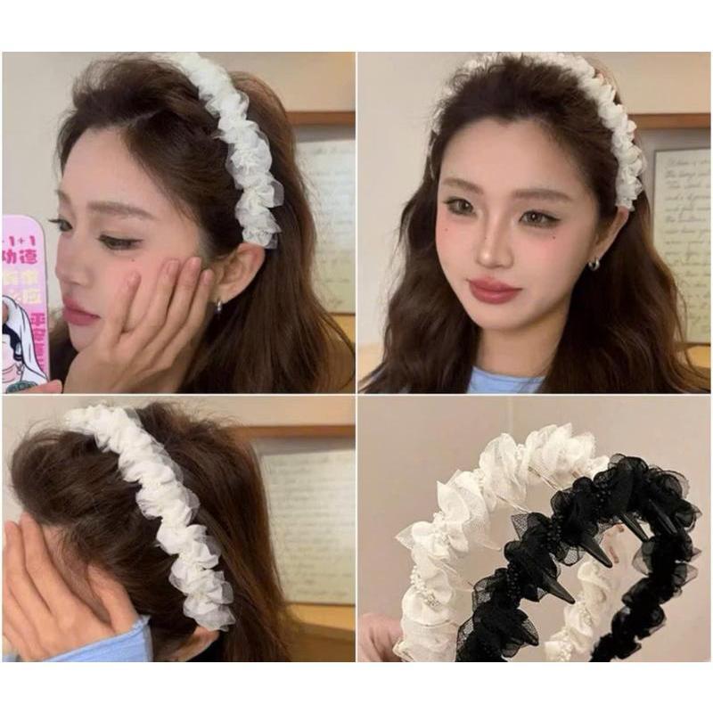 Băng Đô Bờm Xếp Ly Đính Đá Có Răng Chống Trượt Tạo Phồng Sóng Thời Trang sang chảnh Cho Nữ QT-07