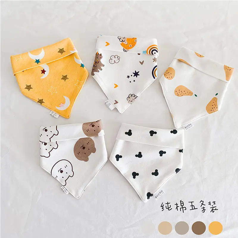 Set 5 khăn yếm tam giác Cotton giữ ấm cổ nhiều mẫu xinh yêu 1