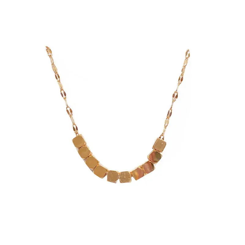 Real gold electroplating ins style collarbone perfect small eight square wealth necklace women's chain trendy internet celebrity jewelry