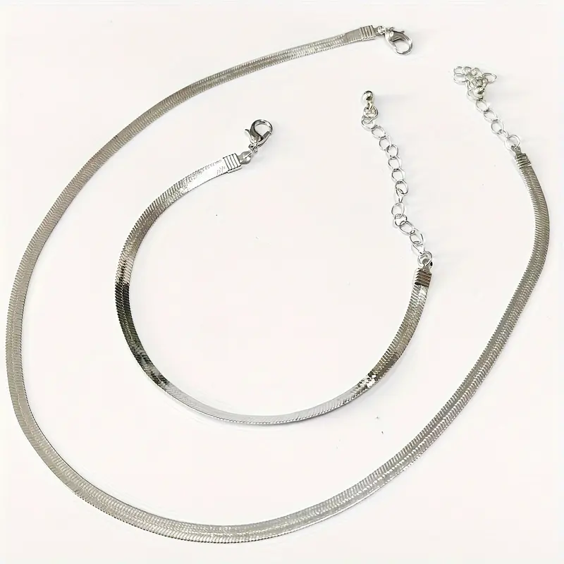 [Iron  Necklace and Bracelet] [1set Classic Simple Jewelry Set] Jewelry Set for Women, Sexy Simple Style, Iron  Necklace and Bracelet Combo, Versatile Daily and Vacation Accessory, for All Seasons heart chain men 6