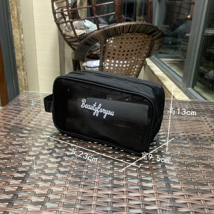 Product Introduction of New Korean Style Is Hollow out See through Mesh Portable Cosmetic Bag Large Capacity Wash Bag for Working Women's Handbag Mom 4