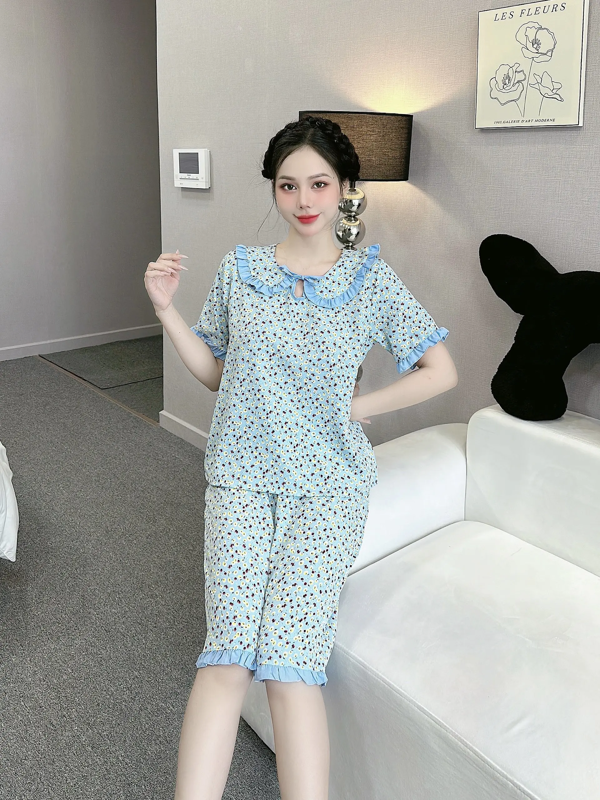 Đồ bộ HOA LÁ TIỂU THƯ DỄ THƯƠNG MỀM MÁT THỜI TRANG