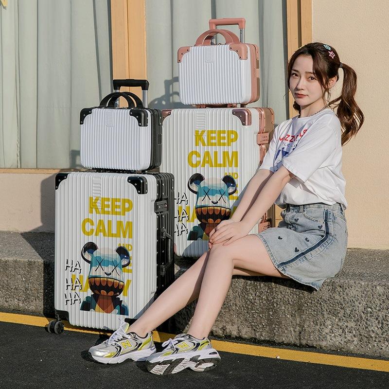 Vali kéo du lịch khung nhôm khóa sập Vali gấu Bearbrick hàng Quảng Châu cao cấp mã #1860 Size 20 24 29inch