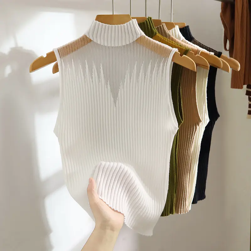 Áo Vest Cổ Bẻ Dệt Kim, Dành Cho Nữ, 1 Mảnh Top Women Cổ Tròn