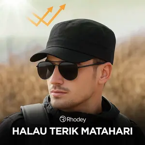 Rhodey Topi Komando Pria Wanita Polos Polyester F314 Visor Pendek Lebar 16.5 cm Stylish untuk Gaya Klasik