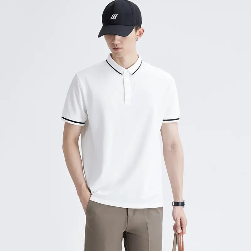 Áo polo nam phối sọc viền tay cổ nổi bật, vải cá sấu cotton form suông 6