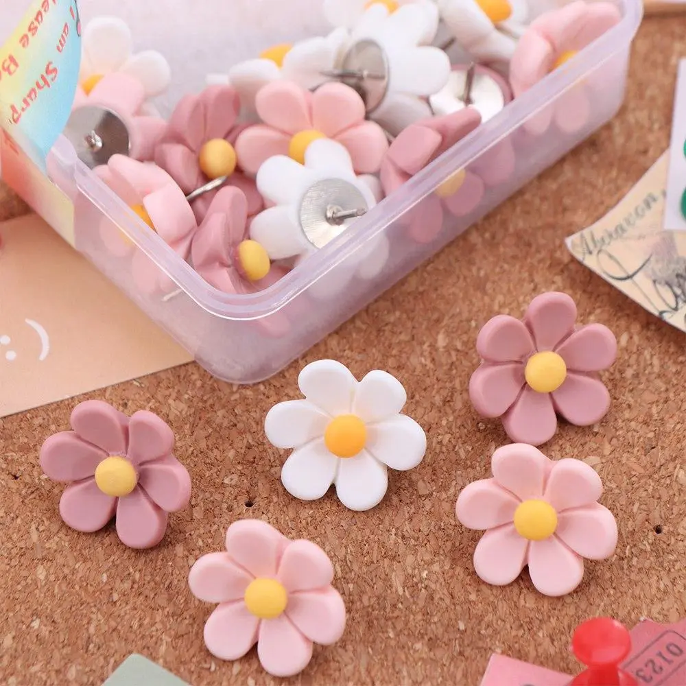 20/30/50Pcs Portable Creative Six-Petal Flower Pushpins Photo Wall Decor DIY Colored Push Pins Reusable 3D Thumb Tacks School