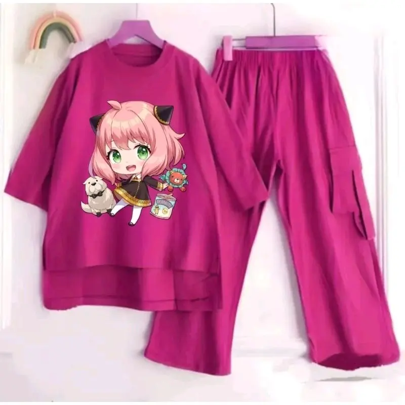 Setelan Pakaian Anak Perempuan Anya Forger SPX Family Fashion - Bahan Crinkel Premium - Ukuran M-L-XL-XXL - Motif, Celana
