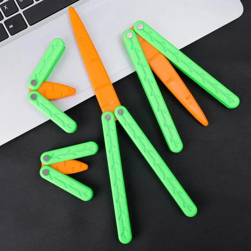 Dao gấp bằng nhựa in 3D, Thiết kế Cắt Bướm cà rốt mô phỏng, Đồ chơi dao đu đưa, dành cho người lớn, Thích hợp cho ADHD, Tự kỷ và lo âu, Ý tưởng quà tặng tuyệt vời, theo trọng lực tui mubi tui muph 0